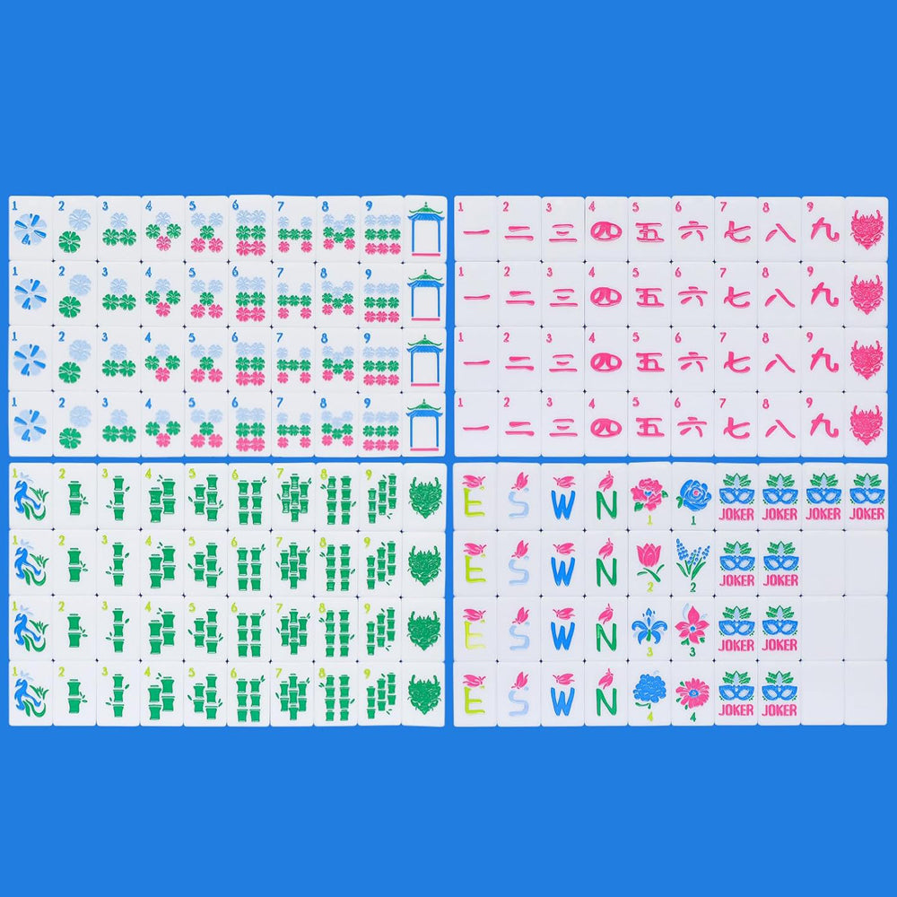 American Mahjong Set | 160 Engraved Acrylic Tiles (Light Blue)