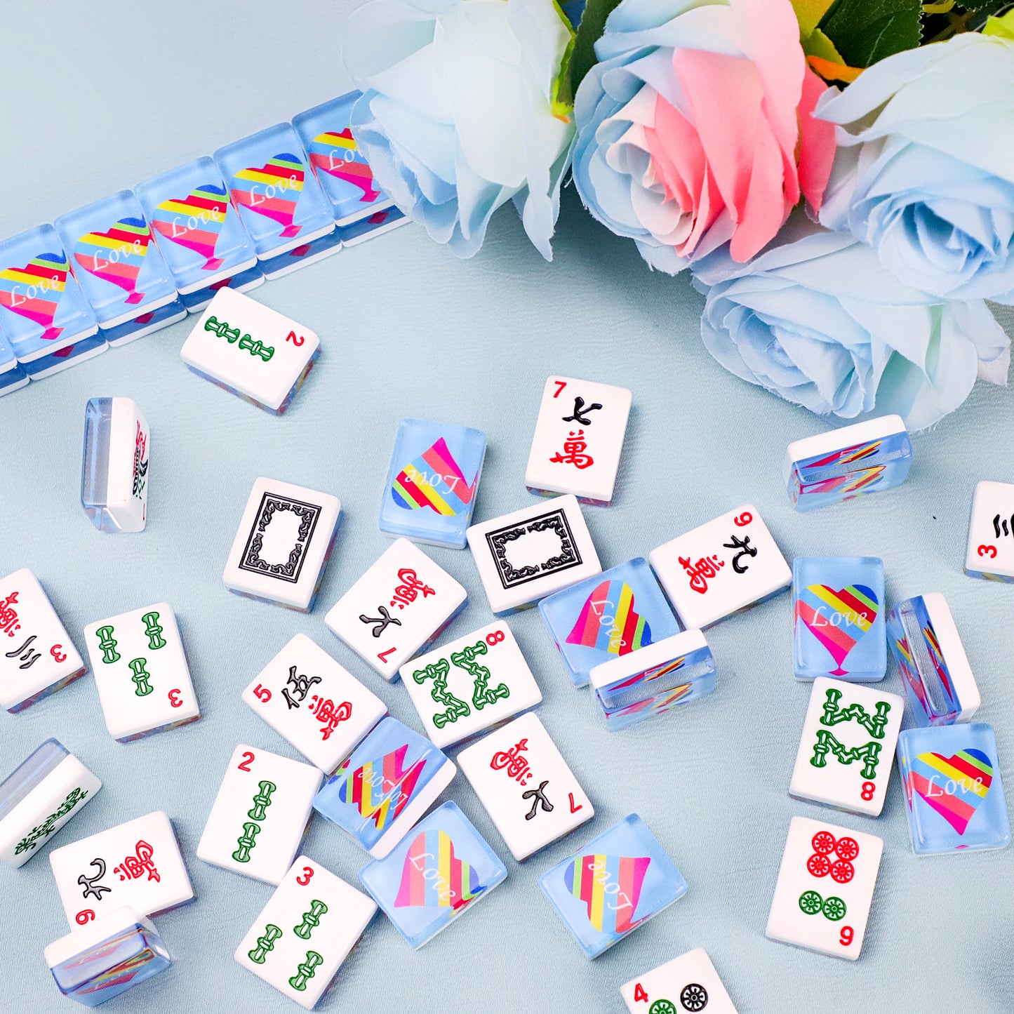 American Mahjongg Tiles – with 3 dice, 100 money chips, 1 wind indicator, a carry bag