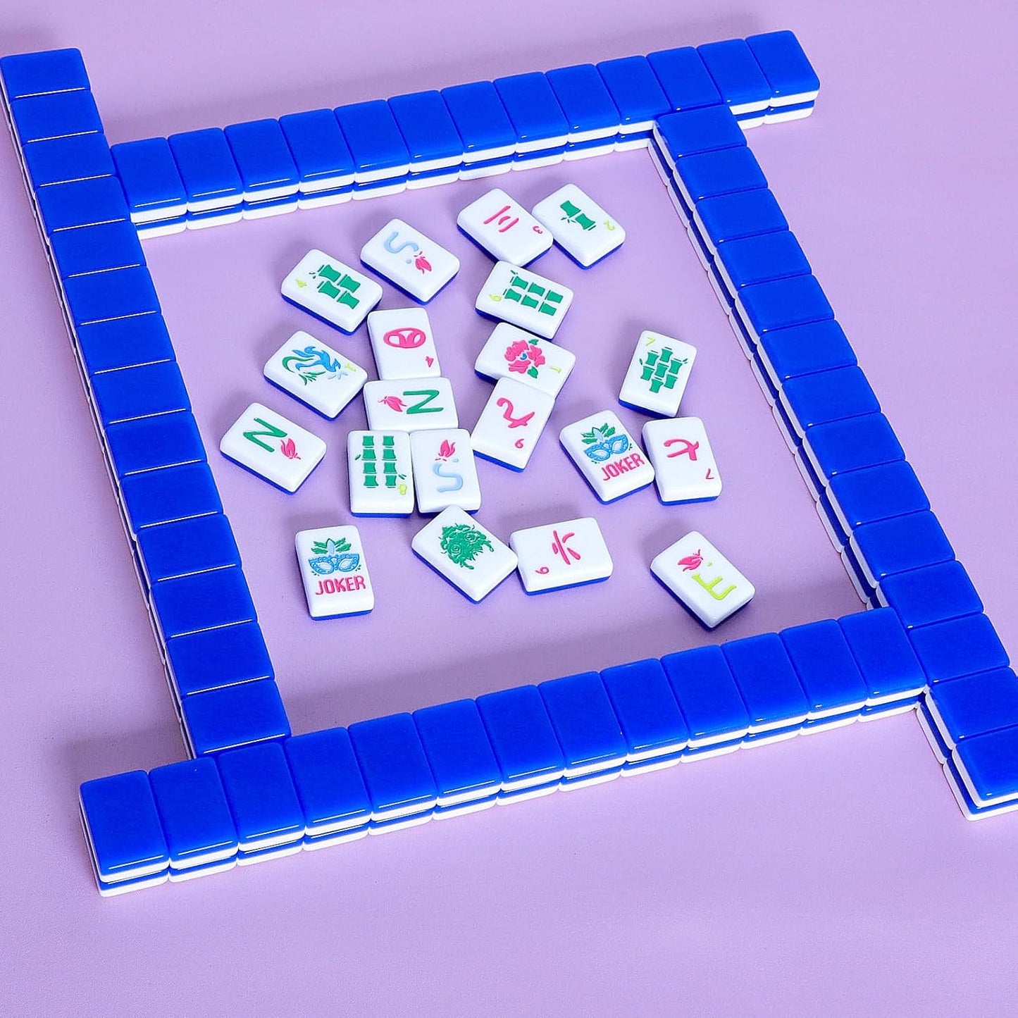 American Mahjong Tile Set(Blue) with Carrying Bag and Accessories, 160 Acrylic Engraved Mahjong Tiles