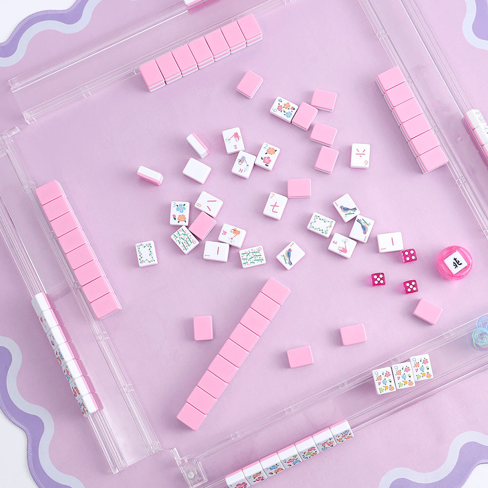 American Mahjong Set | 160 Engraved Tiles (Pink)