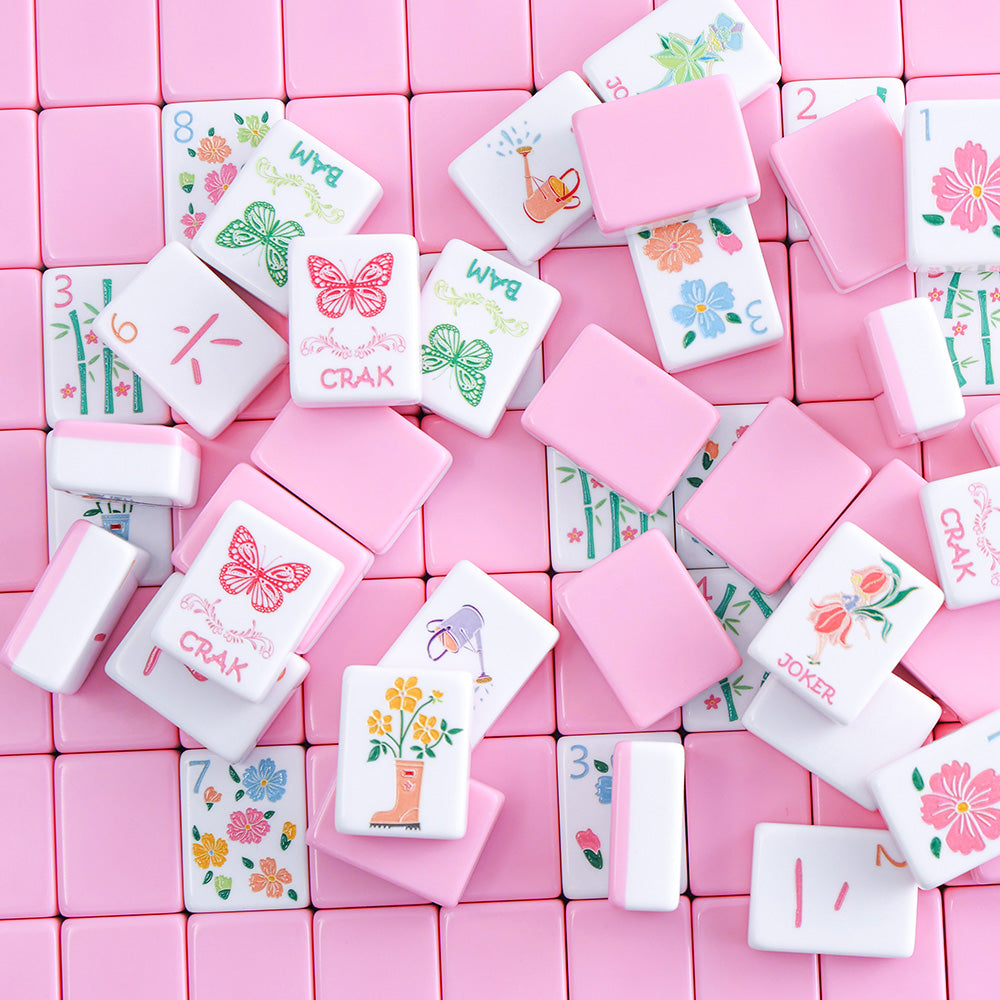 American Mahjong Set | 160 Engraved Tiles (Pink)