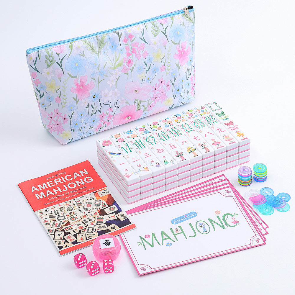American Mahjong Set | 160 Engraved Tiles (Pink)