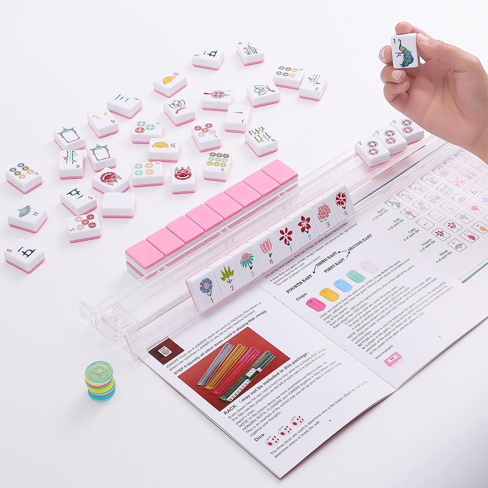 American Mahjong Set | 160 Engraved Tiles (Pink)