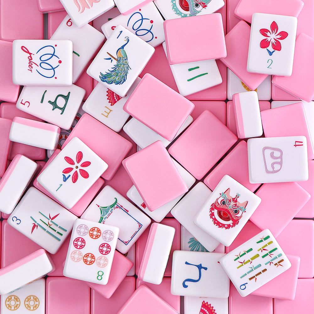 American Mahjong Set | 160 Engraved Tiles (Pink)