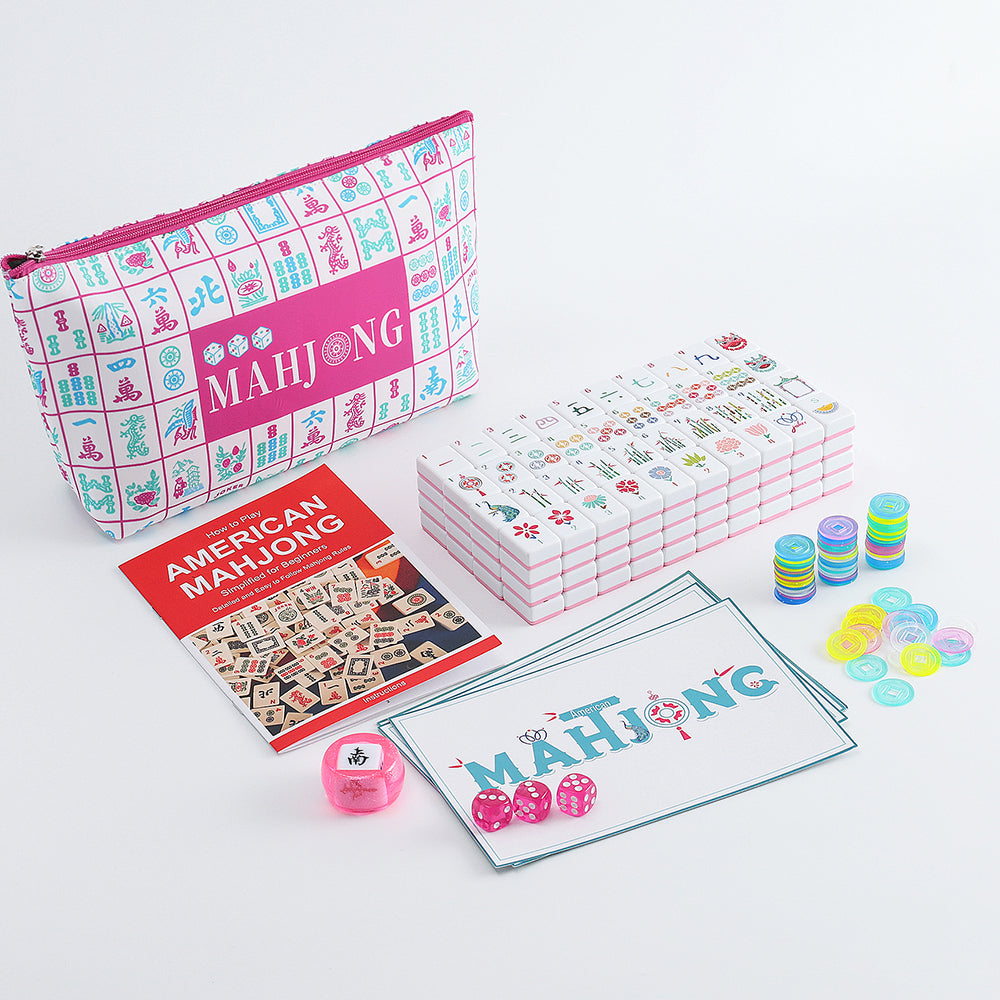 American Mahjong Set | 160 Engraved Tiles (Pink)
