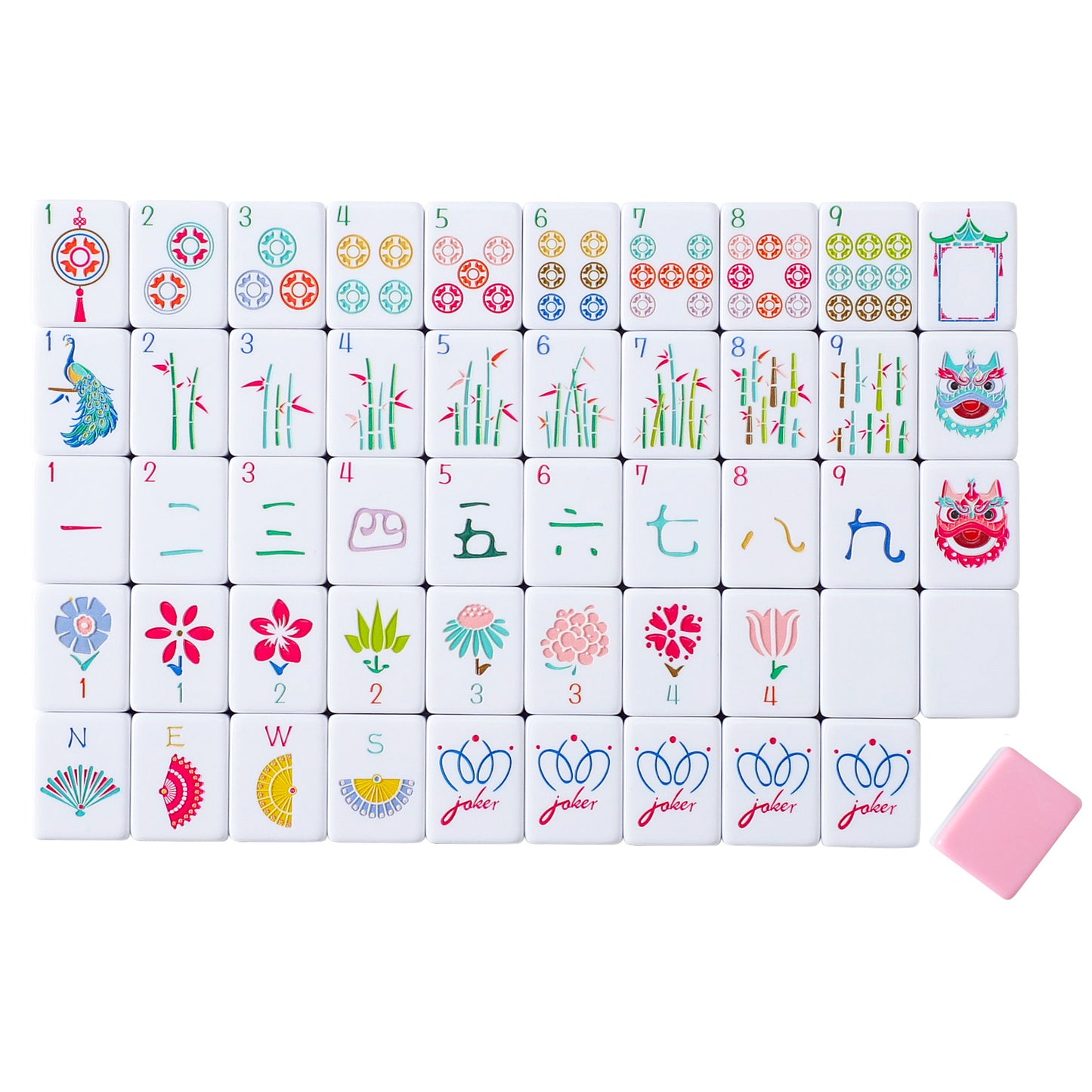 American Mahjong Set | 160 Engraved Tiles (Pink)