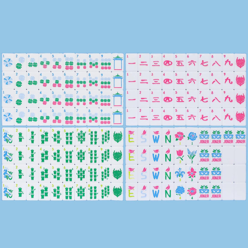 American Mahjong Set | 160 Engraved Acrylic Tiles (Sapphire Blue)