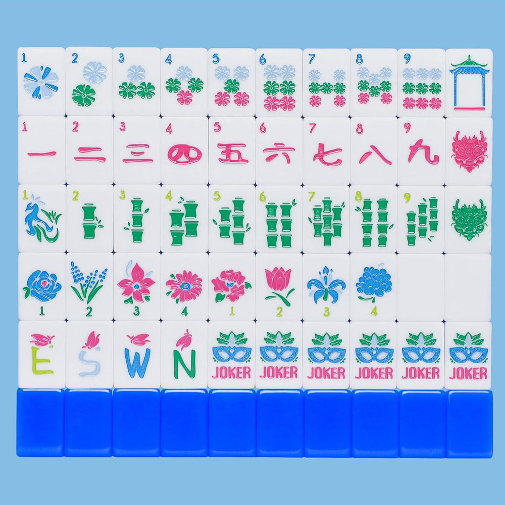 American Mahjong Set | 160 Engraved Acrylic Tiles (Sapphire Blue)