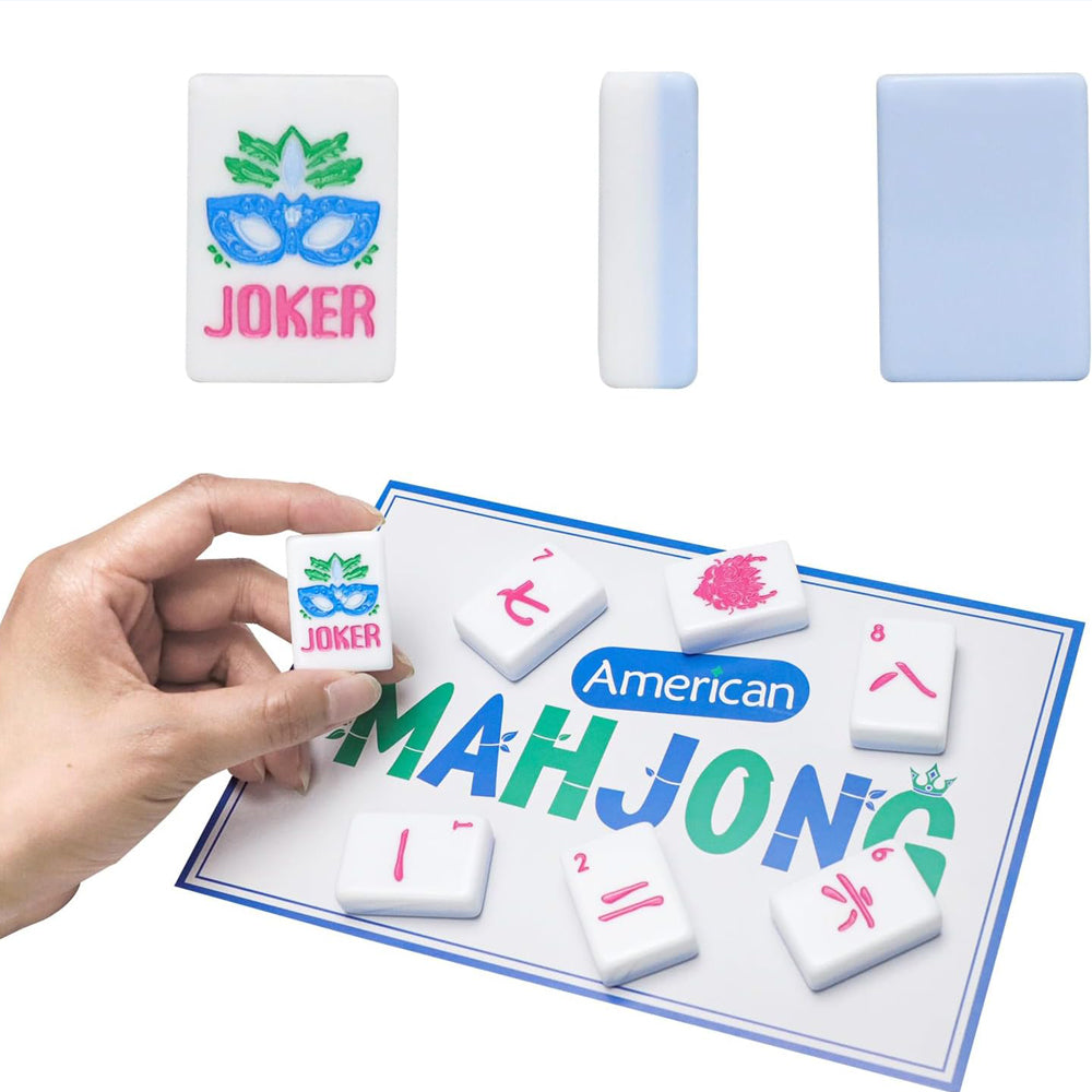 American Mahjong Set | 160 Engraved Acrylic Tiles (Light Blue)