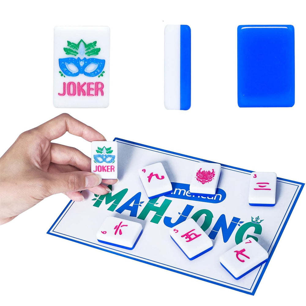 American Mahjong Set | 160 Engraved Acrylic Tiles (Sapphire Blue)