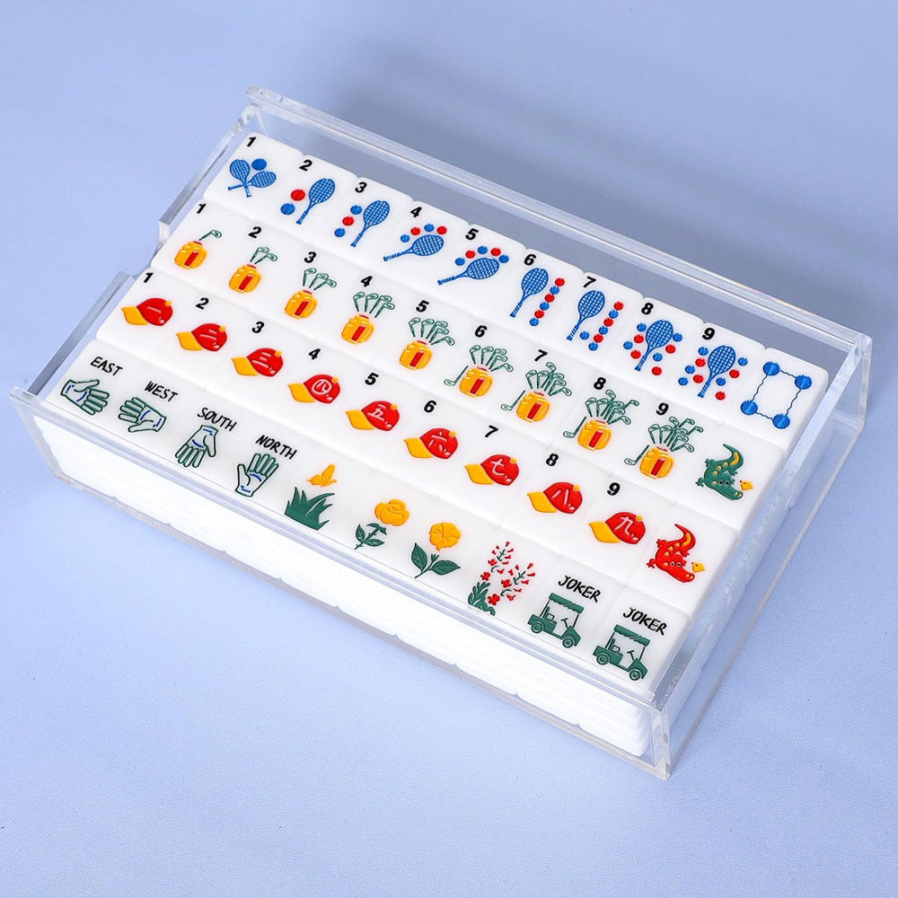 American Mahjong Set | 160 Engraved Acrylic Tiles (White)