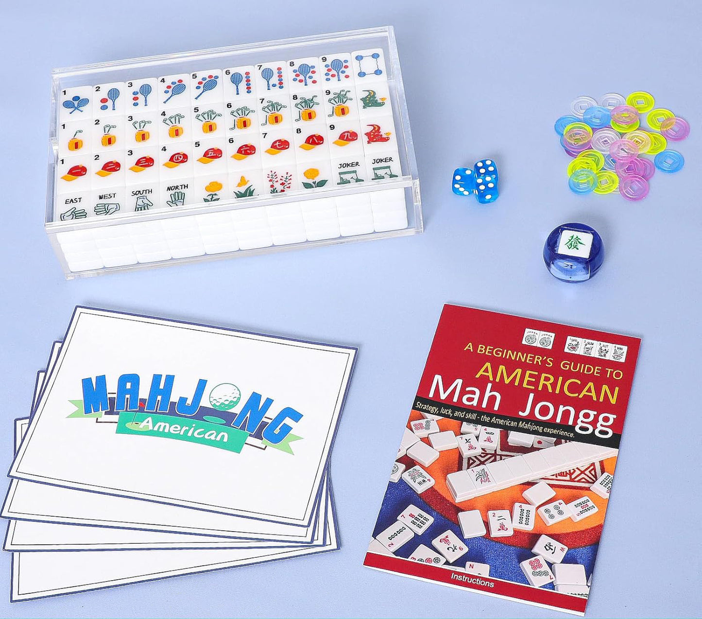 American Mahjong Set | 160 Engraved Acrylic Tiles (White)