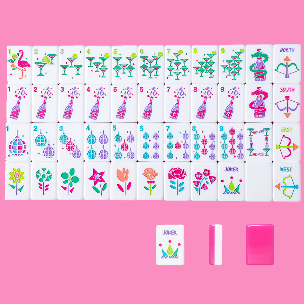 American Mahjong Set | 160 Engraved Acrylic Tiles (Rose)
